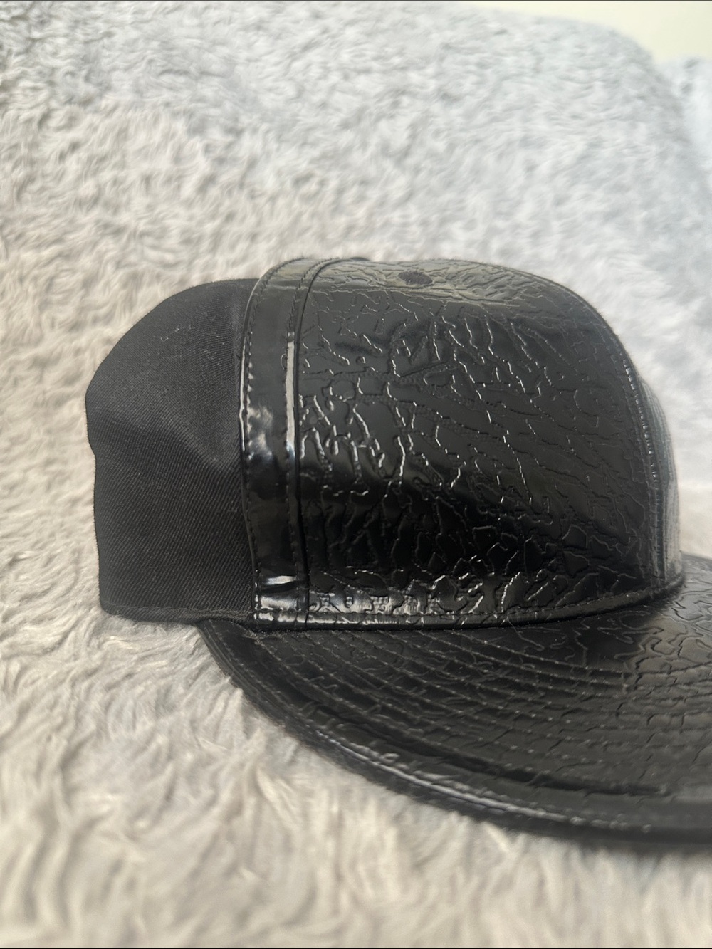 Jordan Black Textured Leather 7 1/4 fitted Hat with Gold Accent - Picture 9 of 10